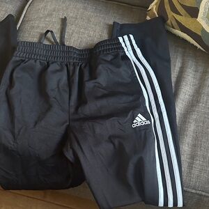 Adidas Kids Black Joggers with White Stripes